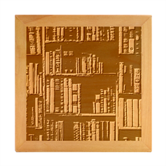 Assorted Title Of Books Piled In The Shelves Assorted Book Lot Inside The Wooden Shelf Wood Photo Frame Cube by 99art