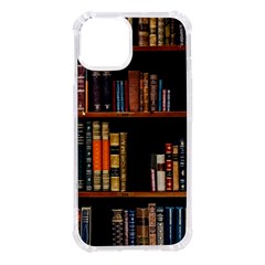 Assorted Title Of Books Piled In The Shelves Assorted Book Lot Inside The Wooden Shelf Iphone 14 Tpu Uv Print Case by 99art