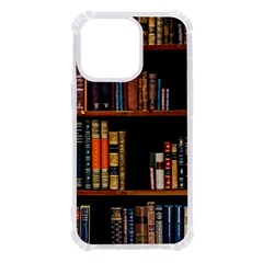 Assorted Title Of Books Piled In The Shelves Assorted Book Lot Inside The Wooden Shelf Iphone 13 Pro Tpu Uv Print Case by 99art