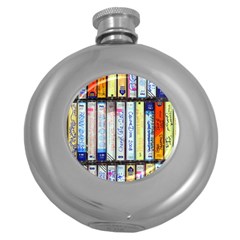 Cassette Tape Music Vintage 1980s 70s Round Hip Flask (5 Oz) by 99art