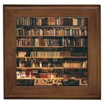 Books On Bookshelf Assorted Color Book Lot In Bookcase Library Framed Tile Front