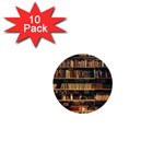 Books On Bookshelf Assorted Color Book Lot In Bookcase Library 1  Mini Buttons (10 pack)  Front