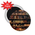 Books On Bookshelf Assorted Color Book Lot In Bookcase Library 2.25  Magnets (10 pack)  Front