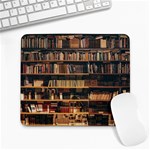 Books On Bookshelf Assorted Color Book Lot In Bookcase Library Large Mousepad Front