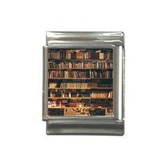 Books On Bookshelf Assorted Color Book Lot In Bookcase Library Italian Charm (13mm) by 99art