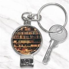 Books On Bookshelf Assorted Color Book Lot In Bookcase Library Nail Clippers Key Chain