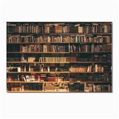 Books On Bookshelf Assorted Color Book Lot In Bookcase Library Postcard 4 x 6  (Pkg of 10)