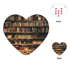 Books On Bookshelf Assorted Color Book Lot In Bookcase Library Playing Cards Single Design (Heart)