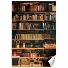 Books On Bookshelf Assorted Color Book Lot In Bookcase Library Canvas 20  X 30  by 99art