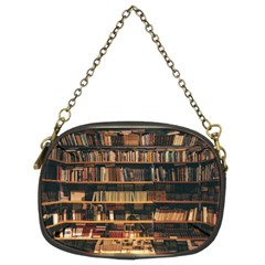 Books On Bookshelf Assorted Color Book Lot In Bookcase Library Chain Purse (Two Sides)