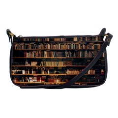 Books On Bookshelf Assorted Color Book Lot In Bookcase Library Shoulder Clutch Bag by 99art