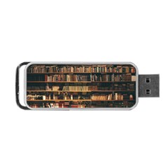 Books On Bookshelf Assorted Color Book Lot In Bookcase Library Portable Usb Flash (two Sides) by 99art