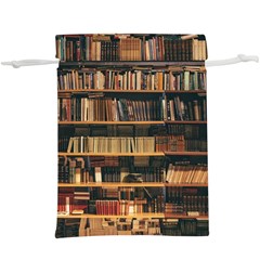 Books On Bookshelf Assorted Color Book Lot In Bookcase Library Lightweight Drawstring Pouch (xl) by 99art