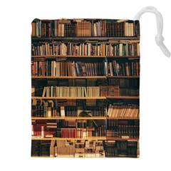 Books On Bookshelf Assorted Color Book Lot In Bookcase Library Drawstring Pouch (4XL)