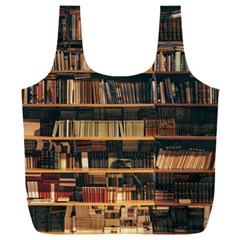 Books On Bookshelf Assorted Color Book Lot In Bookcase Library Full Print Recycle Bag (xxxl) by 99art