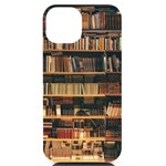 Books On Bookshelf Assorted Color Book Lot In Bookcase Library iPhone 14 Black UV Print Case Front