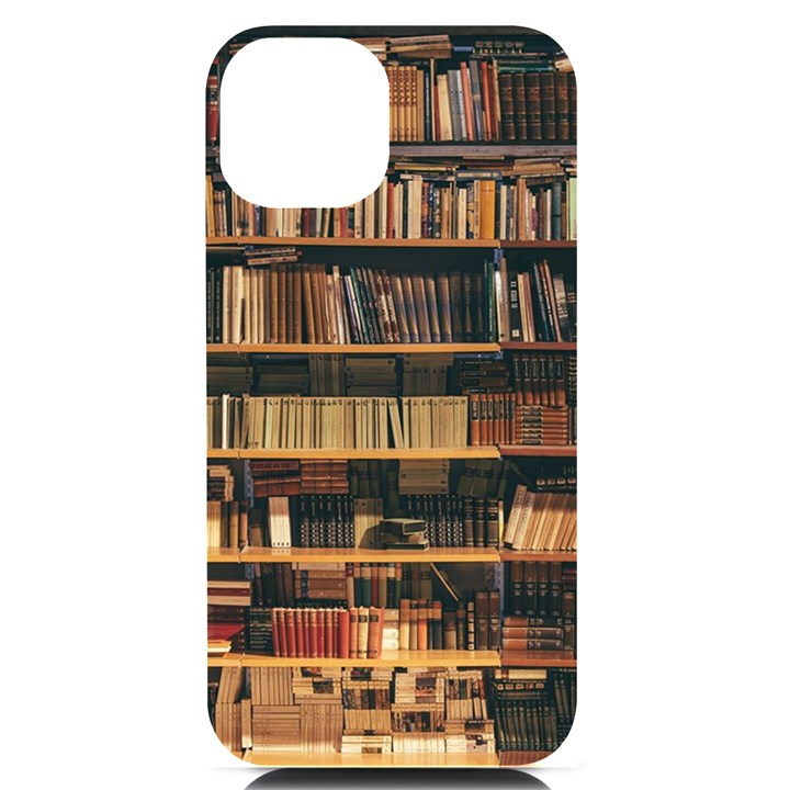 Books On Bookshelf Assorted Color Book Lot In Bookcase Library iPhone 14 Black UV Print Case