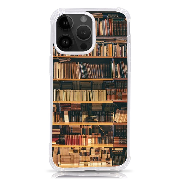 Books On Bookshelf Assorted Color Book Lot In Bookcase Library iPhone 14 Pro Max TPU UV Print Case