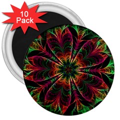 Multicolored Flower Mandala Wallpaper Kaleidoscope Pattern 3  Magnets (10 Pack)  by 99art