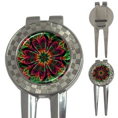 Multicolored Flower Mandala Wallpaper Kaleidoscope Pattern 3-in-1 Golf Divots by 99art