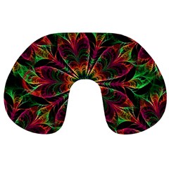 Multicolored Flower Mandala Wallpaper Kaleidoscope Pattern Travel Neck Pillow by 99art