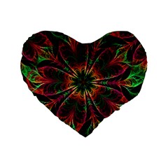 Multicolored Flower Mandala Wallpaper Kaleidoscope Pattern Standard 16  Premium Flano Heart Shape Cushions by 99art