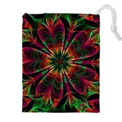 Multicolored Flower Mandala Wallpaper Kaleidoscope Pattern Drawstring Pouch (5xl) by 99art