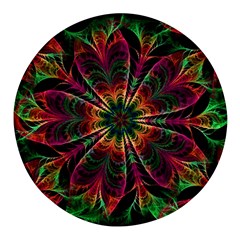 Multicolored Flower Mandala Wallpaper Kaleidoscope Pattern Round Glass Fridge Magnet (4 Pack) by 99art