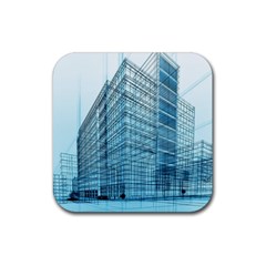 Architecture Blue Drawing Engineering City Modern Building Exterior Rubber Coaster (Square)