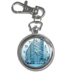 Architecture Blue Drawing Engineering City Modern Building Exterior Key Chain Watches by 99art