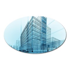 Architecture Blue Drawing Engineering City Modern Building Exterior Oval Magnet