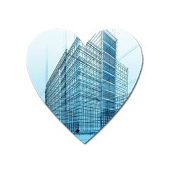 Architecture Blue Drawing Engineering City Modern Building Exterior Heart Magnet by 99art