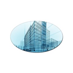 Architecture Blue Drawing Engineering City Modern Building Exterior Sticker Oval (100 Pack) by 99art