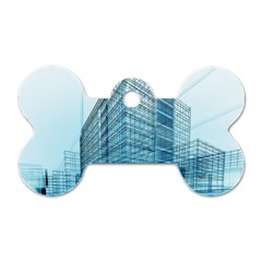 Architecture Blue Drawing Engineering City Modern Building Exterior Dog Tag Bone (Two Sides)