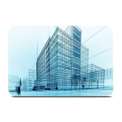 Architecture Blue Drawing Engineering City Modern Building Exterior Plate Mats by 99art