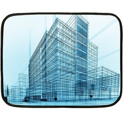 Architecture Blue Drawing Engineering City Modern Building Exterior Two Sides Fleece Blanket (Mini)