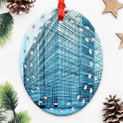 Architecture Blue Drawing Engineering City Modern Building Exterior Ornament (Oval Filigree)