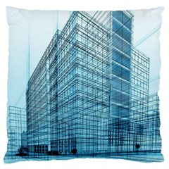 Architecture Blue Drawing Engineering City Modern Building Exterior Large Cushion Case (one Side) by 99art