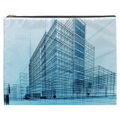 Architecture Blue Drawing Engineering City Modern Building Exterior Cosmetic Bag (xxxl) by 99art