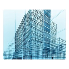 Architecture Blue Drawing Engineering City Modern Building Exterior Two Sides Premium Plush Fleece Blanket (Large)