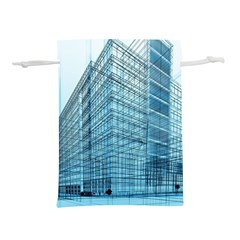 Architecture Blue Drawing Engineering City Modern Building Exterior Lightweight Drawstring Pouch (l) by 99art