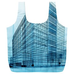 Architecture Blue Drawing Engineering City Modern Building Exterior Full Print Recycle Bag (XXXL)