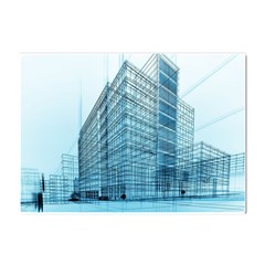 Architecture Blue Drawing Engineering City Modern Building Exterior Crystal Sticker (A4)