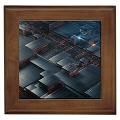 Architectural Design Abstract 3d Neon Glow Industry Framed Tile by 99art