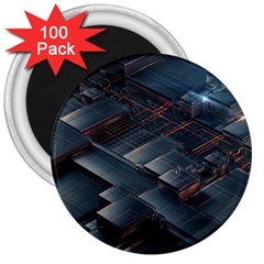 Architectural Design Abstract 3d Neon Glow Industry 3  Magnets (100 Pack) by 99art