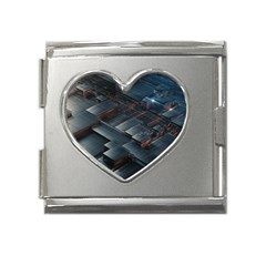 Architectural Design Abstract 3d Neon Glow Industry Mega Link Heart Italian Charm (18mm) by 99art