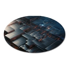 Architectural Design Abstract 3d Neon Glow Industry Oval Magnet by 99art