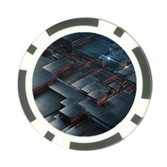 Architectural Design Abstract 3d Neon Glow Industry Poker Chip Card Guard by 99art