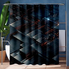 Architectural Design Abstract 3d Neon Glow Industry Shower Curtain 60  X 72  (medium)  by 99art