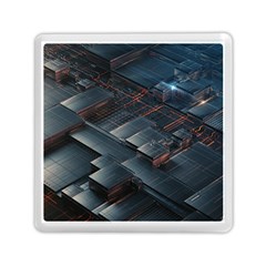 Architectural Design Abstract 3d Neon Glow Industry Memory Card Reader (square) by 99art